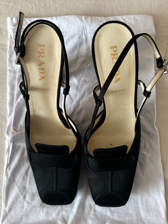Prada Shoes - Prada Black and Ivory Slingback Heels